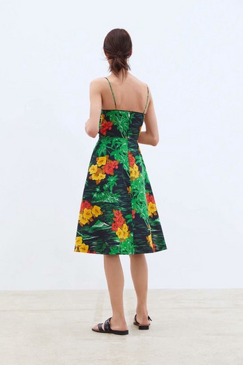 Virágmintás, V-nyakú modern női ruha