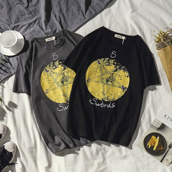 Tricou casual barbatesc cu imprimeu in negru si gri