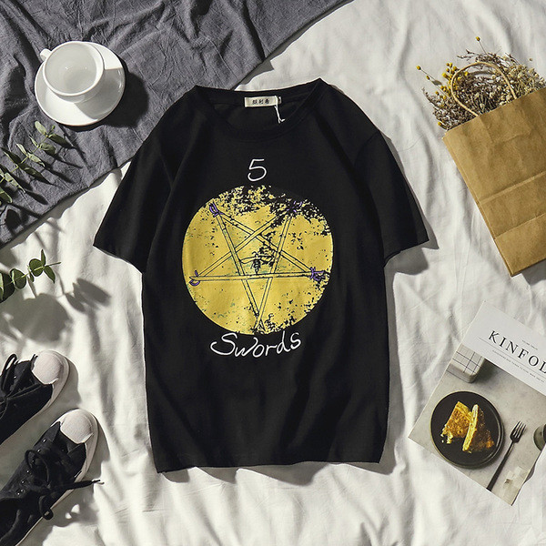 Tricou casual barbatesc cu imprimeu in negru si gri