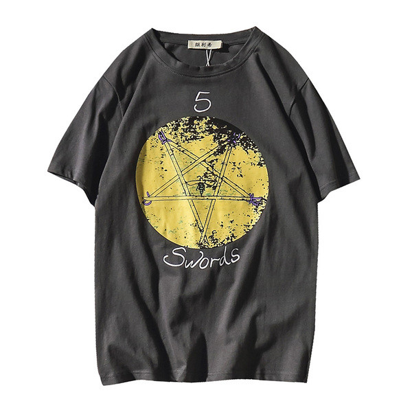 Tricou casual barbatesc cu imprimeu in negru si gri