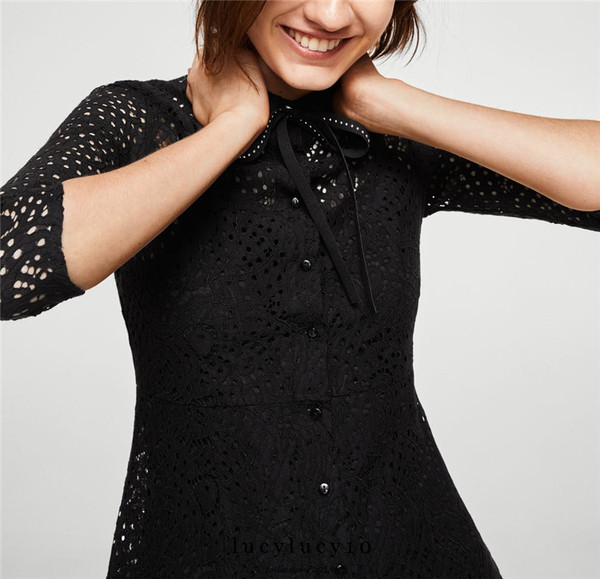 Rochie eleganta din dantela de culoare neagra