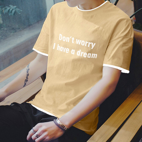 Tricou casual barbatesc cu inscriptie in patru culori