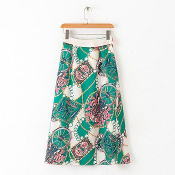 Hosszú női szoknya gombokkal és nyomattal