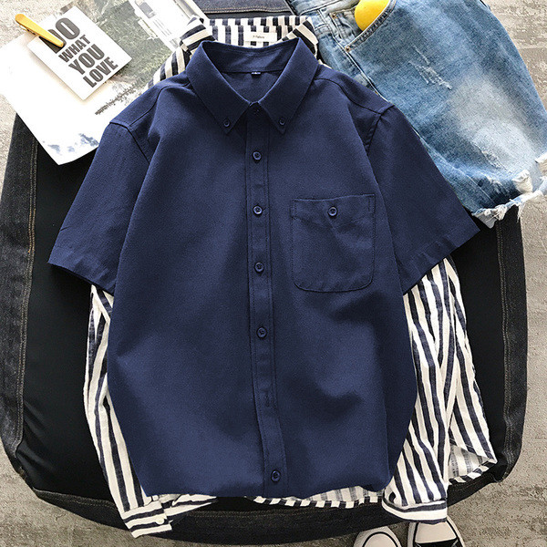 Stílusos férfi ing rövid ujjal és zsebbel öt színben