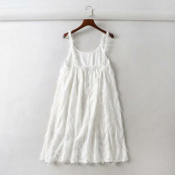 Rochie de dama cu franjuri in alb