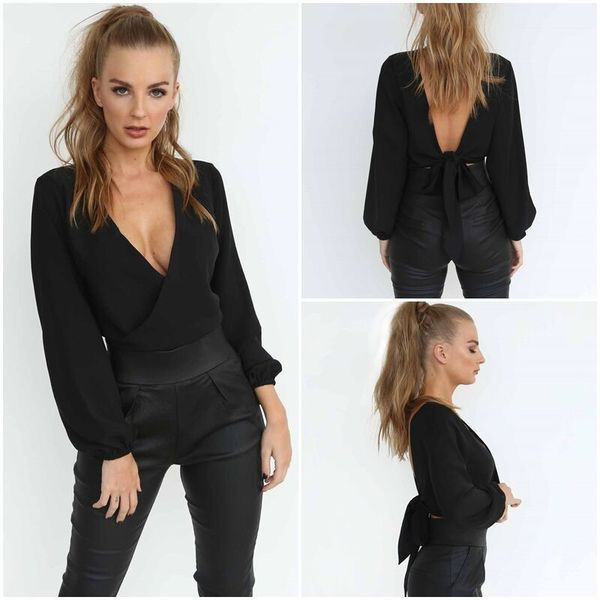 Bluză de damă modernă cu decolteu în V în patru culori