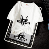 Férfi pamut póló különböző színű mintával