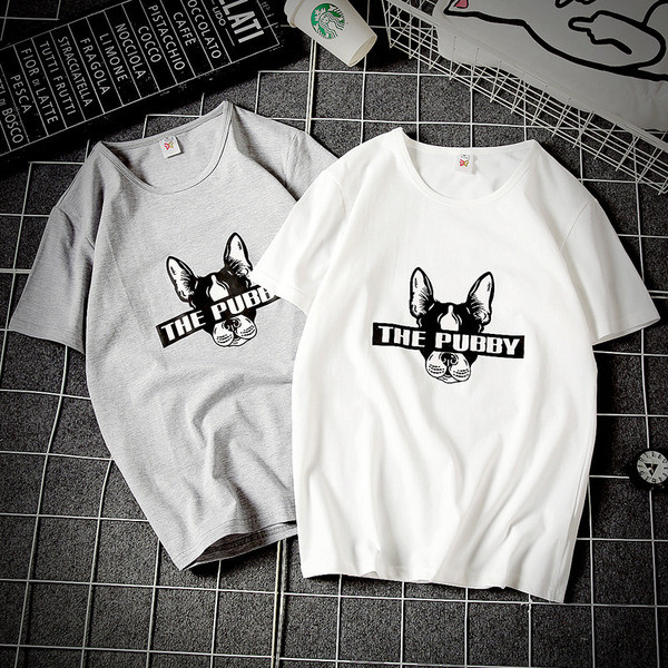 Férfi pamut póló különböző színű mintával