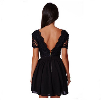 Rochie elegantă de damă, cu decolteu în V și fermoar, de culoare neagră