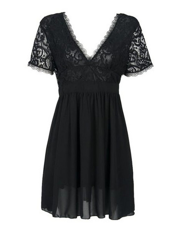 Rochie elegantă de damă, cu decolteu în V și fermoar, de culoare neagră