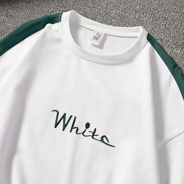 Tricou casual pentru bărbați cu inscripție alb-negru