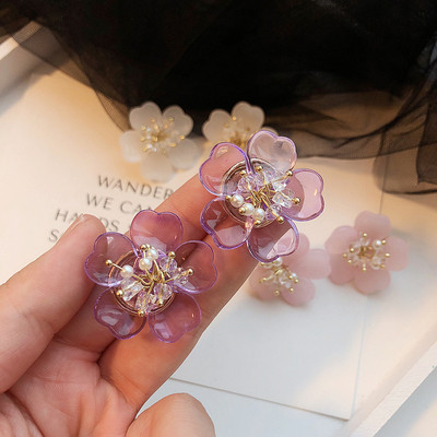 Cercei de dama in forma de floare in trei culori