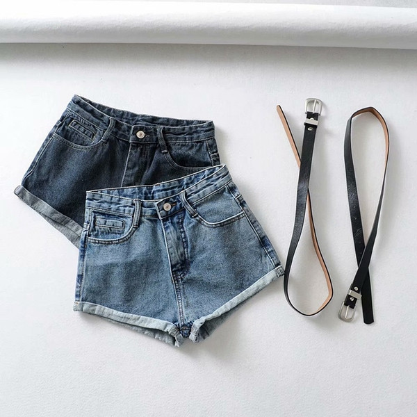 Női farmer rövidnadrág magas derékkal, két színben