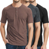 Tricou casual barbatesc cu maneci scurte si nasturi in trei culori