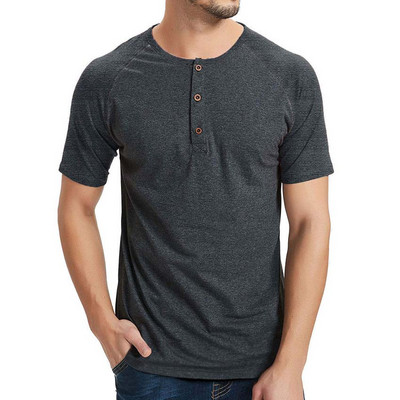 Tricou casual barbatesc cu maneci scurte si nasturi in trei culori