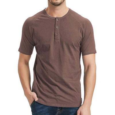 Tricou casual barbatesc cu maneci scurte si nasturi in trei culori