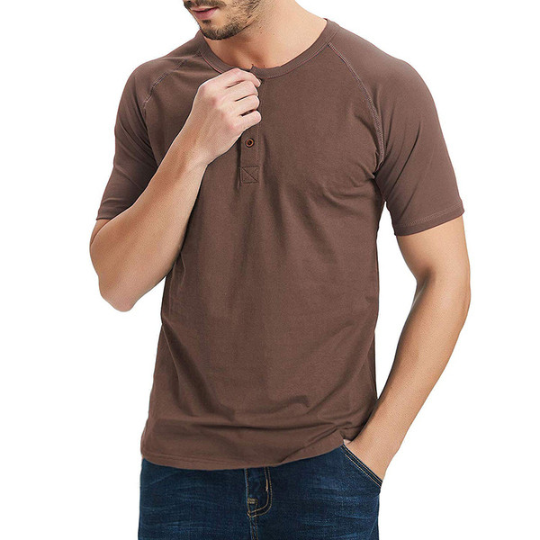 Tricou casual barbatesc cu maneci scurte si nasturi in trei culori