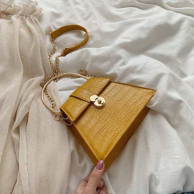 Modern női táska hosszú és rövid fém fogantyúval