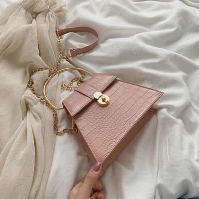 Modern női táska hosszú és rövid fém fogantyúval