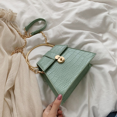 Modern női táska hosszú és rövid fém fogantyúval