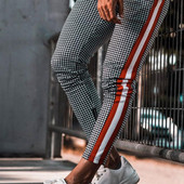 Modern férfi csíkos nadrág oldalsó szegéllyel három színben