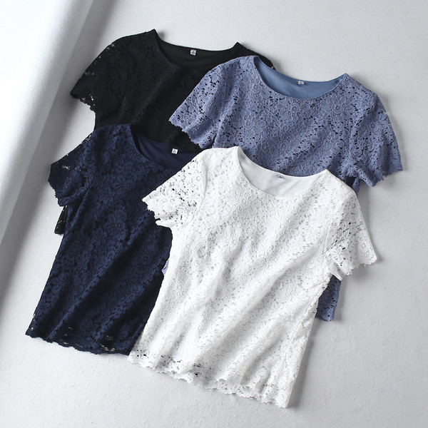 Bluza dama din dantela cu maneca scurta in mai multe culori