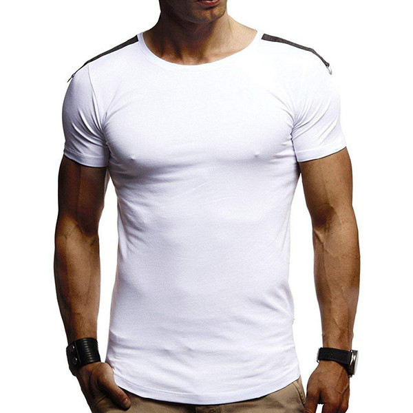 Tricou casual barbatesc cu element metalic in mai multe culori