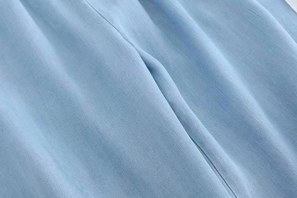 Pantaloni sport de damă cu elastic în talie și gleznă și margine laterală în albastru