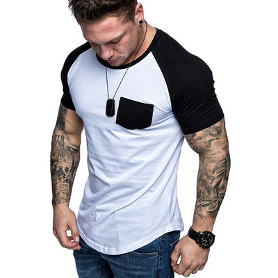 Alkalmi férfi póló zsebbel és rövid ujjú több színben