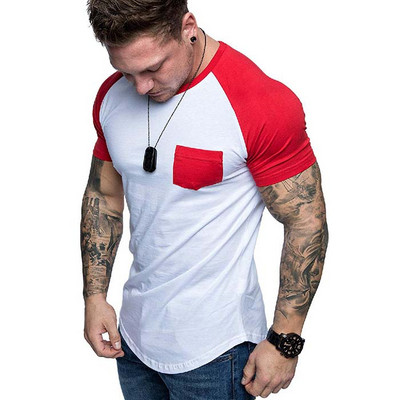 Alkalmi férfi póló zsebbel és rövid ujjú több színben