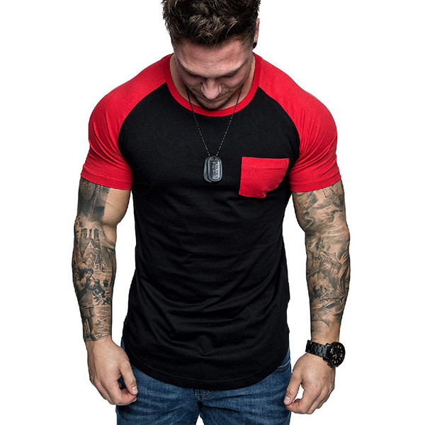 Alkalmi férfi póló zsebbel és rövid ujjú több színben