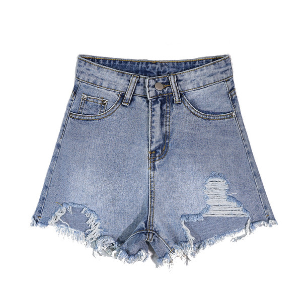 Pantaloni scurți casual de damă cu motive rupte în albastru și negru