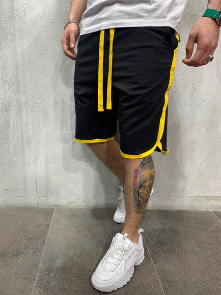 Pantaloni scurți casual pentru bărbați cu legături în negru