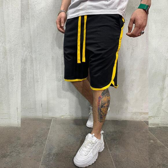 Pantaloni scurți casual pentru bărbați cu legături în negru