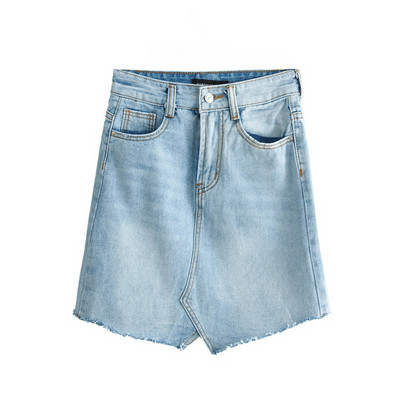 Fusta de dama casual din denim cu talie inalta