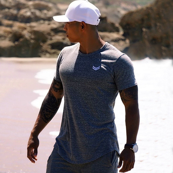 Férfi póló Karcsú modell fehér, szürke és fekete rátéttel