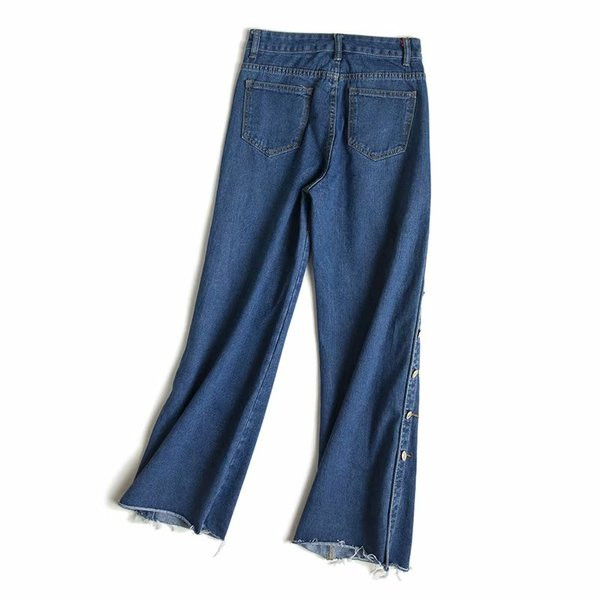 Blugi largi de dama cu nasturi laterali