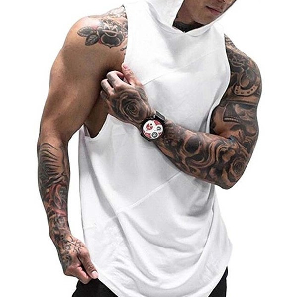 Maieu sport pentru bărbați cu glugă în verde, negru și alb