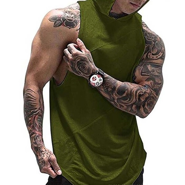 Maieu sport pentru bărbați cu glugă în verde, negru și alb