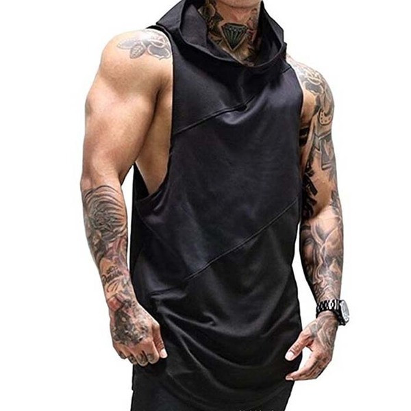 Maieu sport pentru bărbați cu glugă în verde, negru și alb