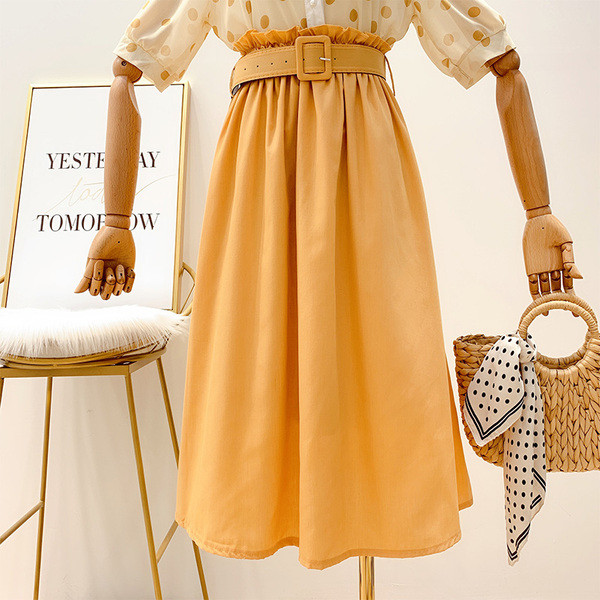 Fusta de dama cu curea in doua culori