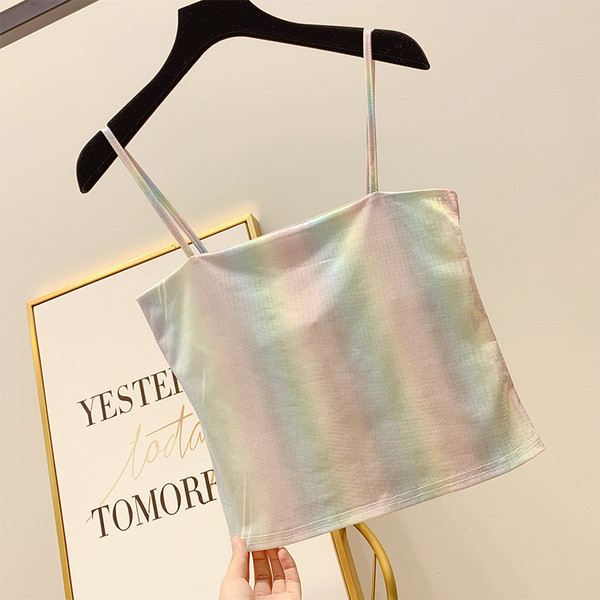 Maieu colorat de damă, cu bretele subțiri