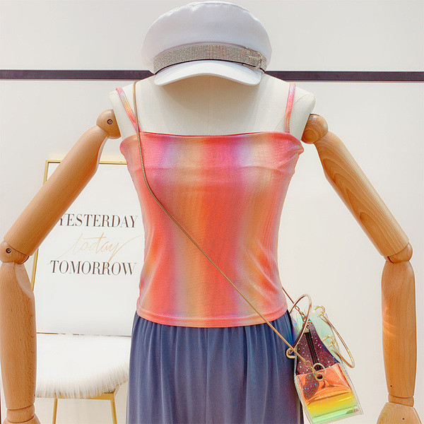 Maieu colorat de damă, cu bretele subțiri