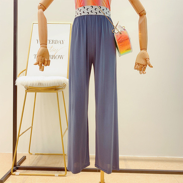 Pantaloni largi de dama cu talie inalta