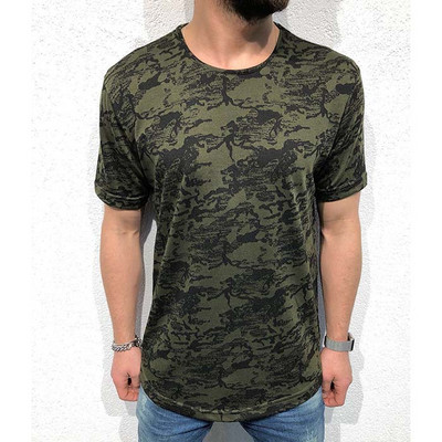 Alkalmi férfi póló rövid ujjú zöld, szürke és fehér színben