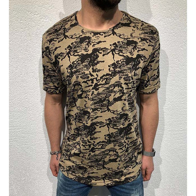 Alkalmi férfi póló rövid ujjú zöld, szürke és fehér színben