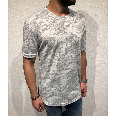 Alkalmi férfi póló rövid ujjú zöld, szürke és fehér színben