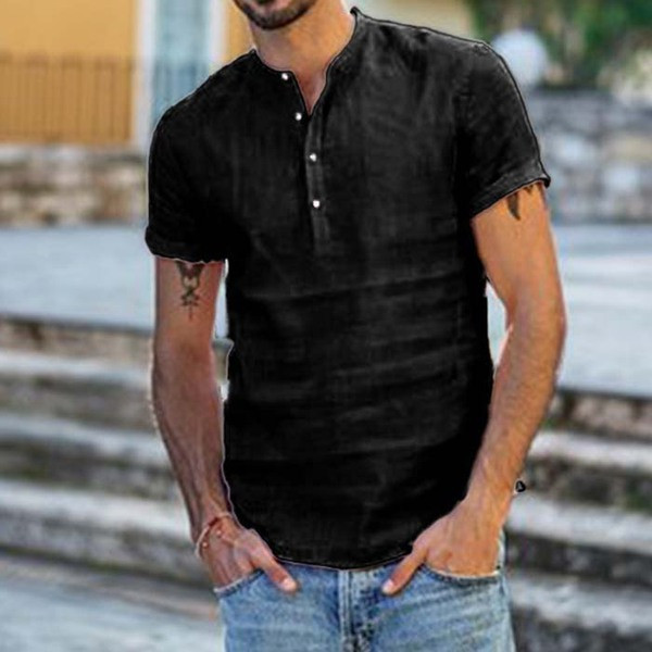 Alkalmi férfi ing, rövid ujjal és gombokkal, négy színben