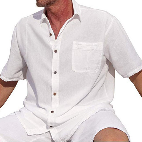 Cămașă modernă pentru bărbați cu mâneci scurte și buzunar în alb și negru