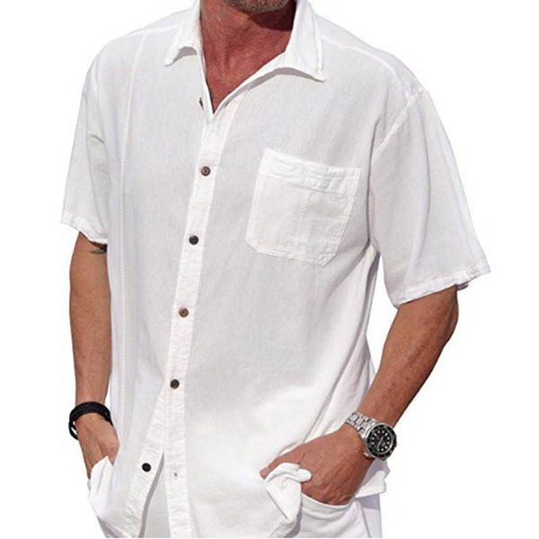 Cămașă modernă pentru bărbați cu mâneci scurte și buzunar în alb și negru
